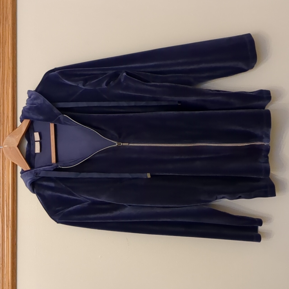Chico's 3 Velour Hoodie Zenergy Full Zip Purple Soft Cozy Lounge Jacket XL FLAW
